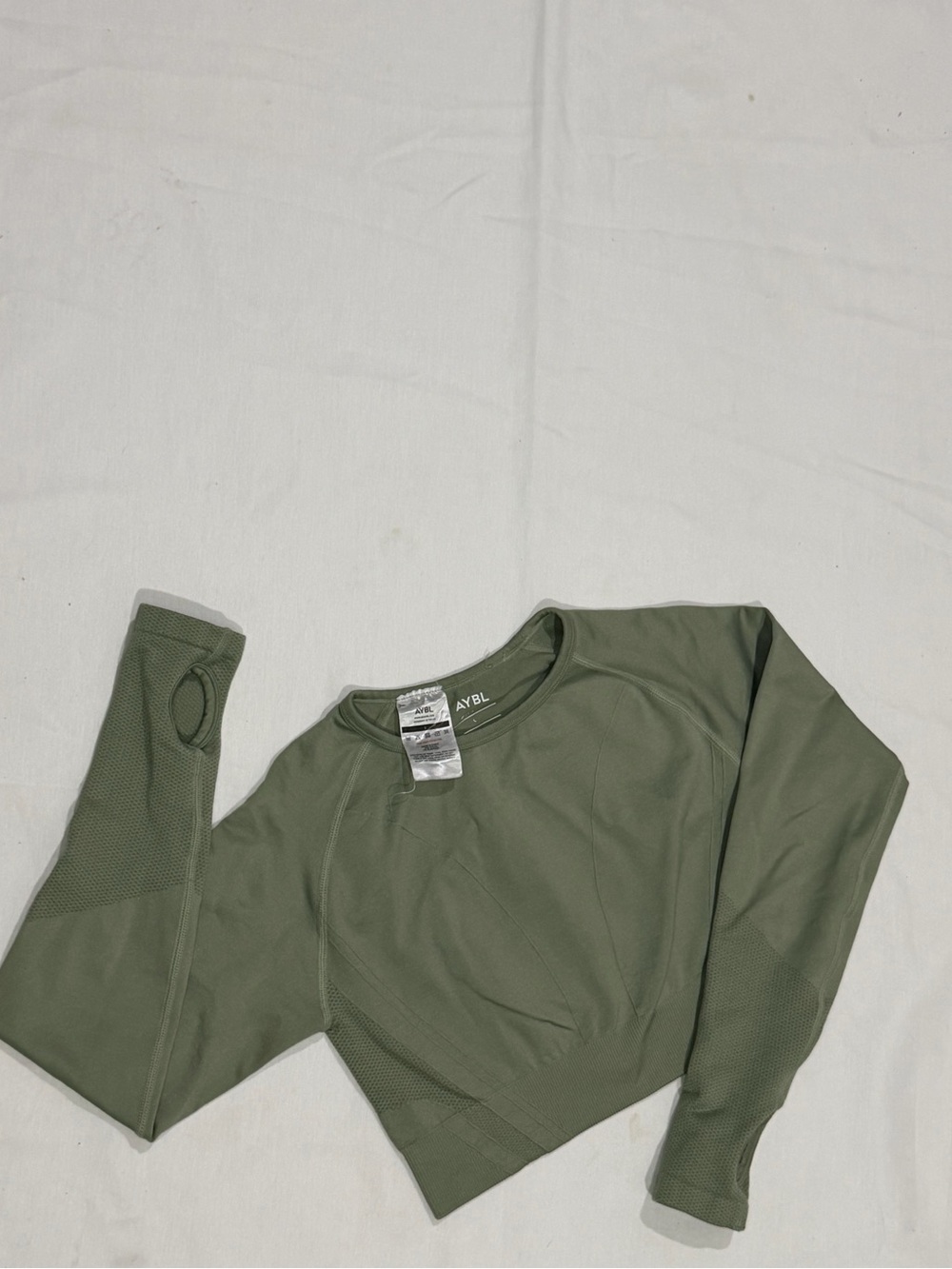 AYBL Olive Green Long Sleeve Crop Top